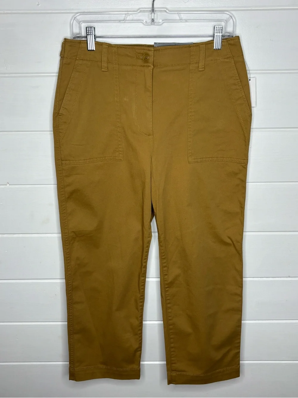 Talbots High Waist Patch Pocket Crop Pants 8P Petite Camel Brown NWT